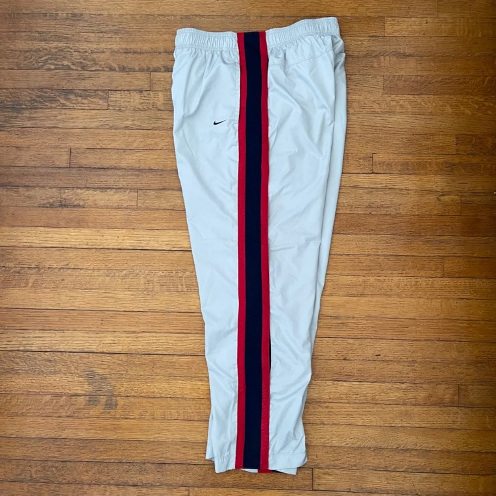 EUC VTG NIKE Gray Pants with Navy & Burgundy Trim Break Away Basketball SZ XL